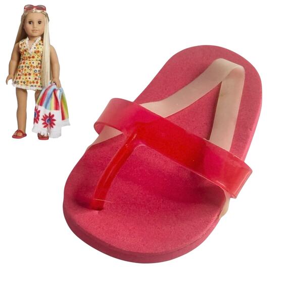 American Girl Doll Julie Flip Flop Shoe Left Foot 2in1 Summer Set Accessory Red - Picture 2 of 4